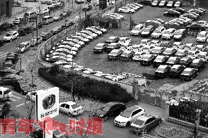 长安4S店对面的停车库已被刚到的新车停满。